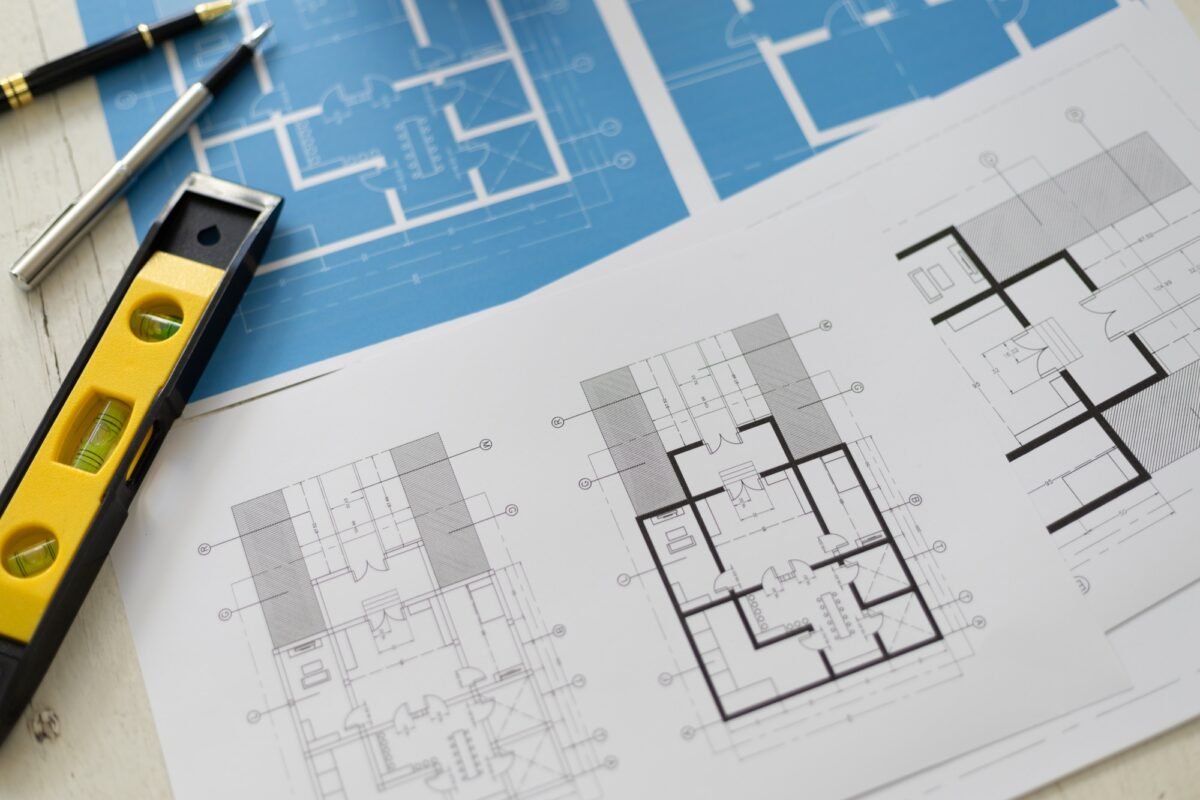 Close up of the architect's project design plan.